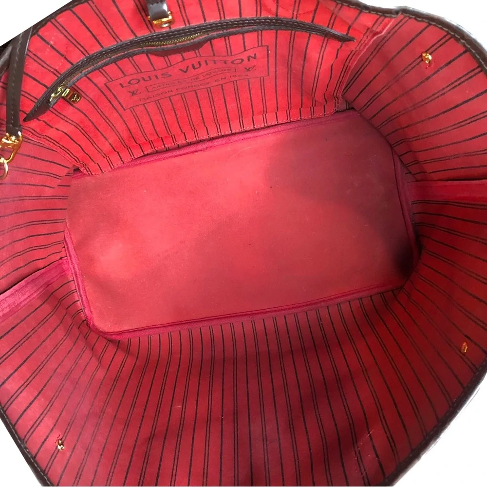 LOUIS VUITTON Damier Ebene Neverfull GM Red Interior Dust Bag Organizer